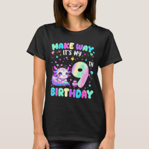 Camiseta Es mi cumpleaños número 9 niña linda ajolote de 9 