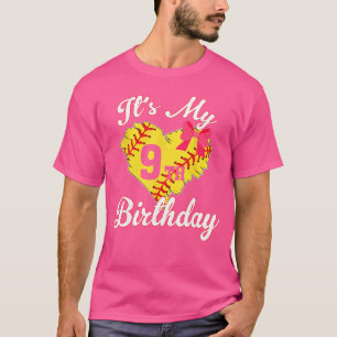 Camiseta Es mi cumpleaños número 9 Softball Girl 9 años fam