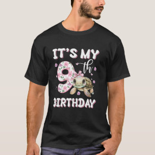 Camiseta Es mi cumpleaños número 9 Tortuga linda Pez marino