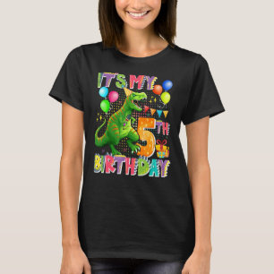 Camiseta Es mi cumpleaños número cinco niños de dinosaurios