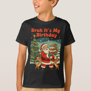 Camiseta Es mi cumpleaños Santa Claus Retro Navidad Diverti