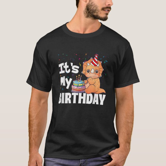 Camiseta Es mi cumpleaños Triceratops Dinosaur Lover Paleon (Anverso)