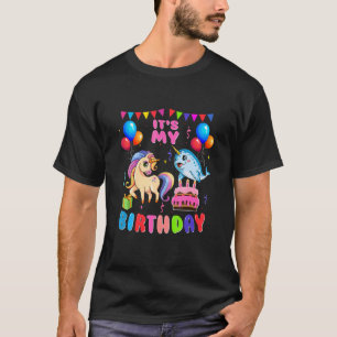 Camiseta Es mi cumpleaños, Unicornio y Chica de cumpleaños