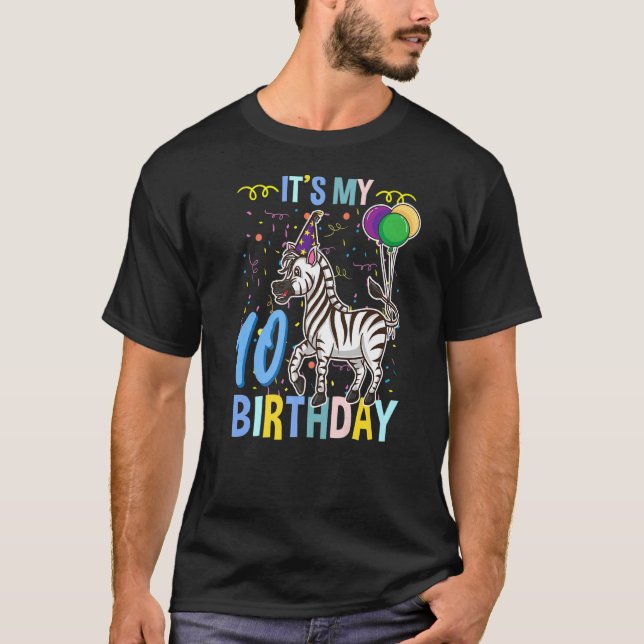 Camiseta Es mi décimo cumpleaños animal africano de cebra 1 (Anverso)