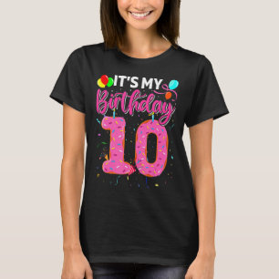 Camiseta Es mi décimo cumpleaños, Chica donut Doughnut 10 a