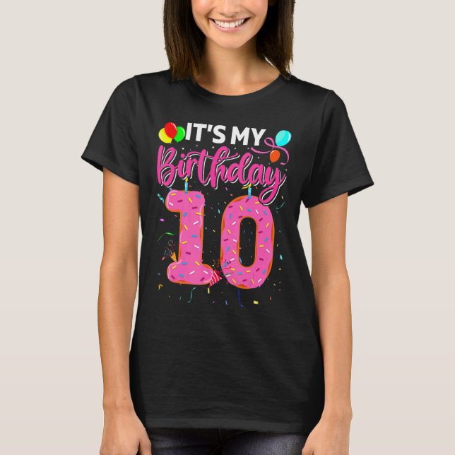 Camiseta Es mi décimo cumpleaños, Chica donut Doughnut 10 a (Anverso)