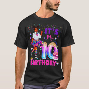 Camiseta Es mi décimo cumpleaños Chica negro afroamericano