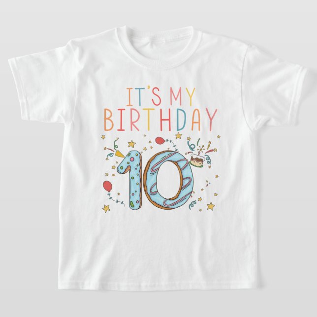 Camiseta Es mi décimo cumpleaños, Chicas de donut niños (Distribución)