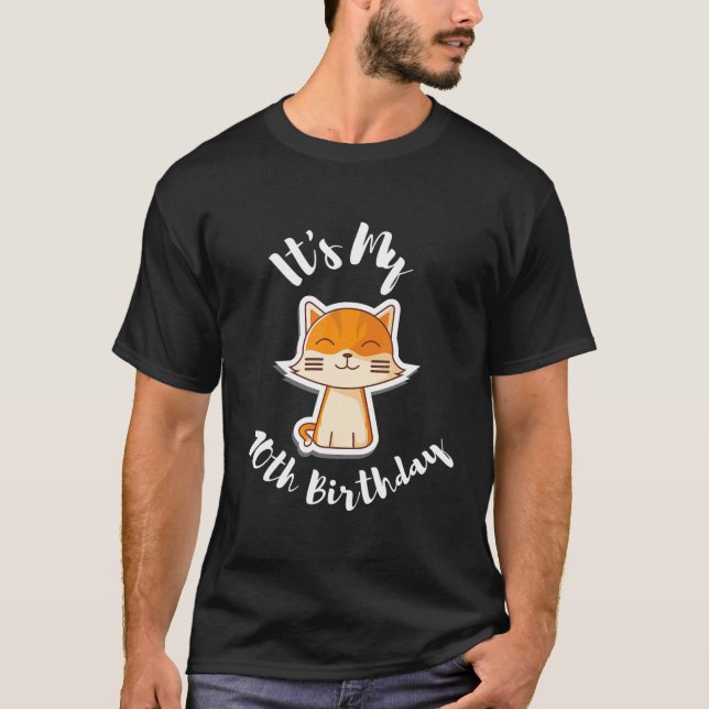 Camiseta Es mi décimo cumpleaños, décimo cumpleaños, gato f (Anverso)