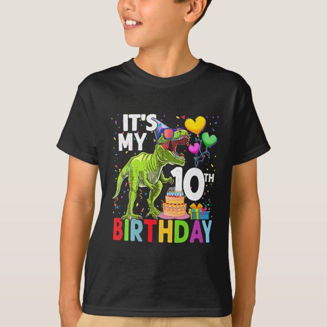 Camiseta Es mi décimo cumpleaños Dinosaur T - Rex Happy 10 (Anverso)
