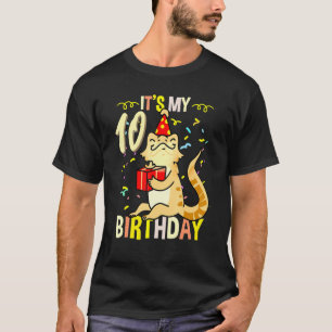 Camiseta Es mi décimo cumpleaños Dragon Lizard con barba