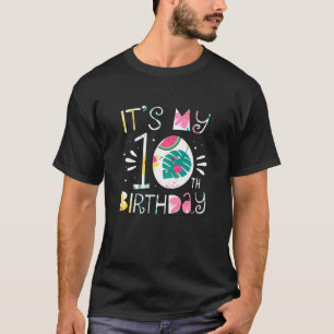 Camiseta Es mi décimo cumpleaños floral tropical de 10 años
