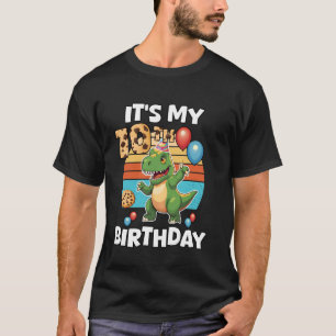 Camiseta Es mi décimo cumpleaños lindo T-Rex dinosaurio déc