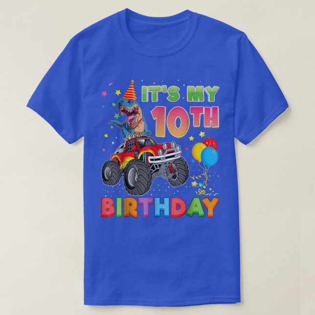Camiseta Es mi décimo cumpleaños, monstruo de los dinosauri (Diseño del anverso)