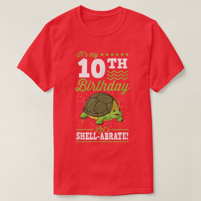 Camiseta Es mi décimo cumpleaños que deja a una tortuga rep (Diseño del anverso)