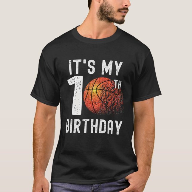 Camiseta Es mi décimo cumpleaños, regalo de básquetbol (Anverso)