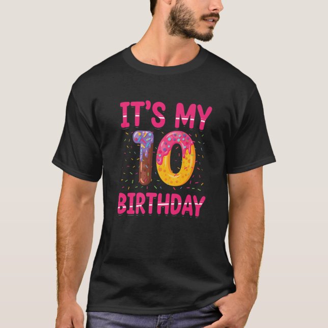 Camiseta Es mi décimo cumpleaños rociar niños con temas (Anverso)