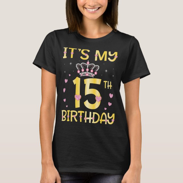 Camiseta Es mi décimo quinto cumpleaños de diamantes feliz  (Anverso)