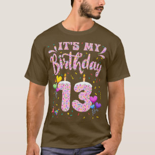 Camiseta Es mi décimo tercer cumpleaños Chica Doughnut feli