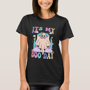 Camiseta Es mi día de boo lindo fantasma Halloween cumpleañ
