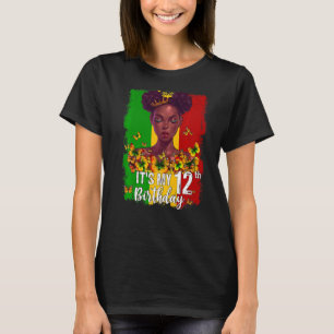 Camiseta Es mi duodécimo cumpleaños Melanin negro de 12 año