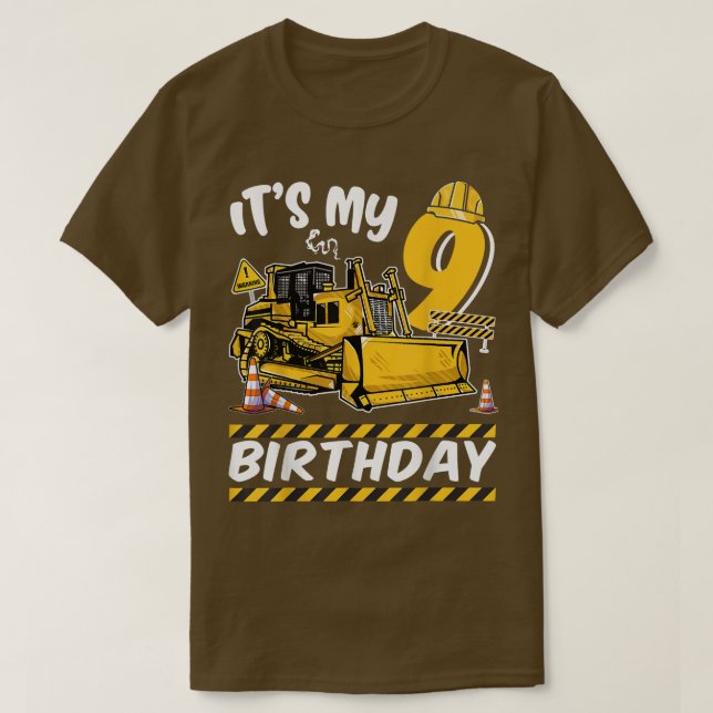Camiseta Es mi excavadora de cumpleaños número 9 - Construc (Diseño del anverso)