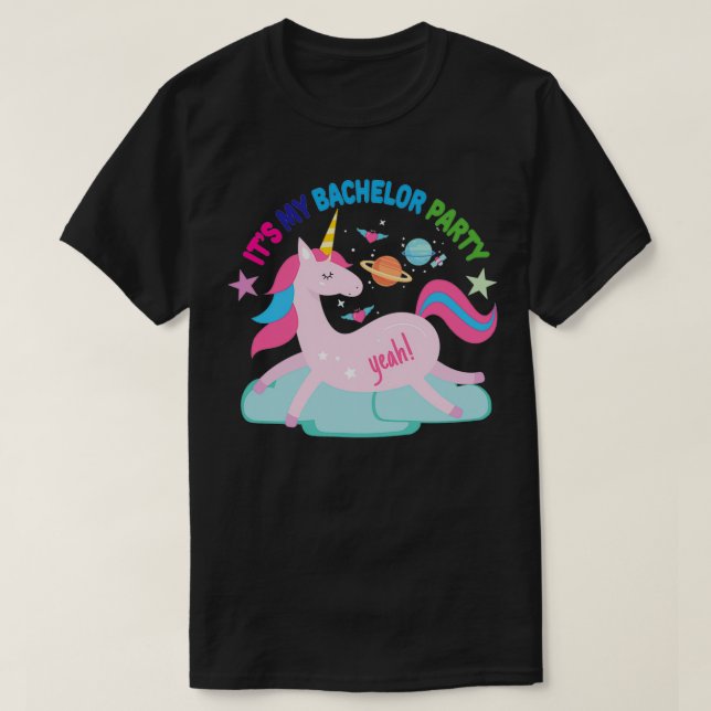 Camiseta es mi fiesta de solteros Cute Unicorn 1 (Diseño del anverso)
