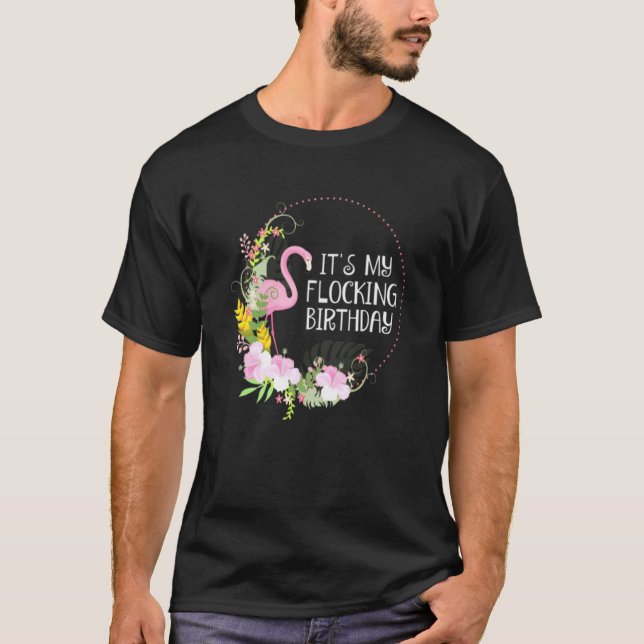 Camiseta Es mi Fiesta floral de cumpleaños Flamingo (Anverso)