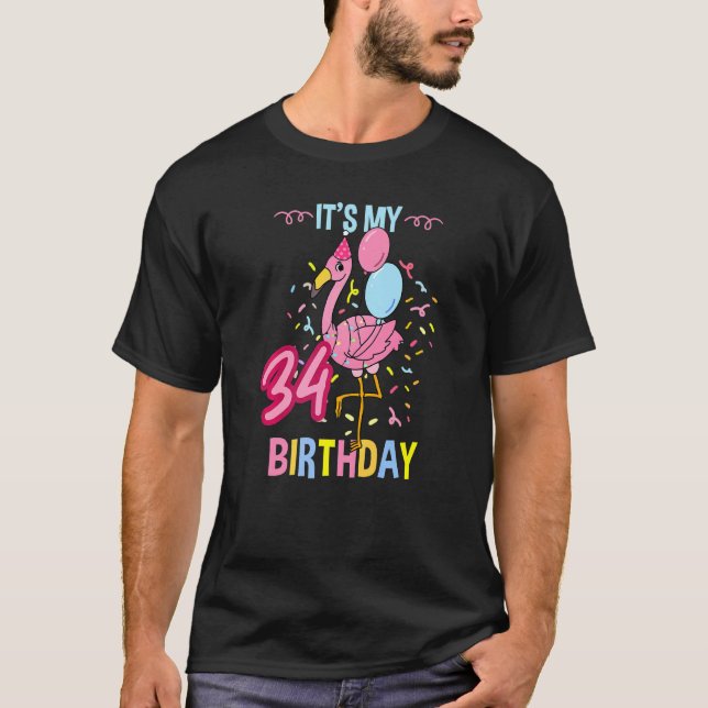 Camiseta Es mi flamenco de cumpleaños número 34 (Anverso)