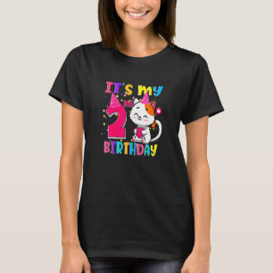 Camiseta Es Mi Gato De Chica De Segundo Cumpleaños De Dos A