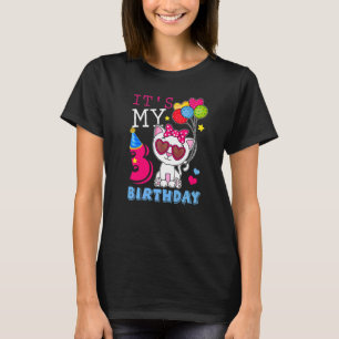 Camiseta Es mi gato de cumpleaños de 3 años, tercer día de