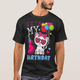 Camiseta Es mi gato de cumpleaños de 3 años, tercer día de