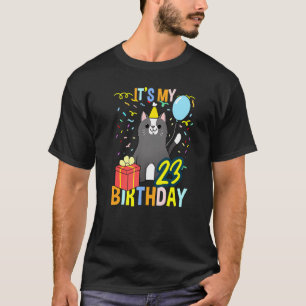 Camiseta Es mi gato de Tuxedo de cumpleaños número 23