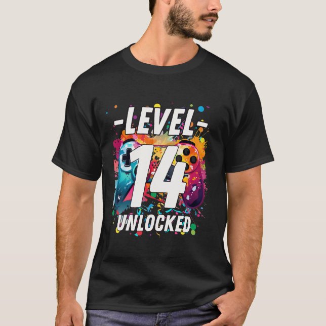 Camiseta Es mi juego de cumpleaños número 14 en el videojue (Anverso)
