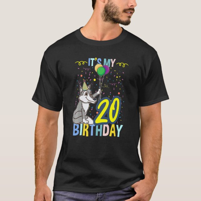 Camiseta Es mi lobo de cumpleaños número 20 (Anverso)