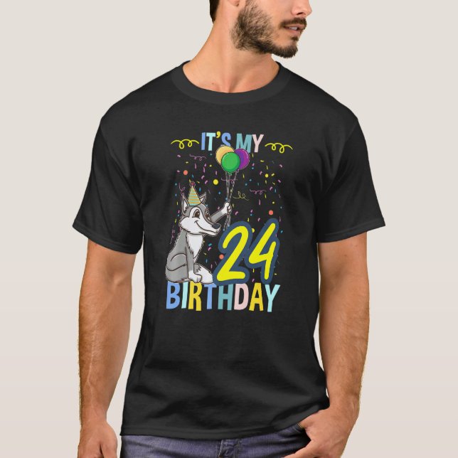Camiseta Es mi lobo de cumpleaños número 24 (Anverso)