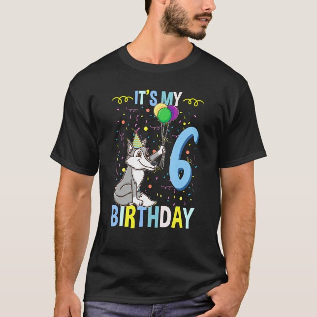 Camiseta Es mi Lobo de cumpleaños número 6 (Anverso)