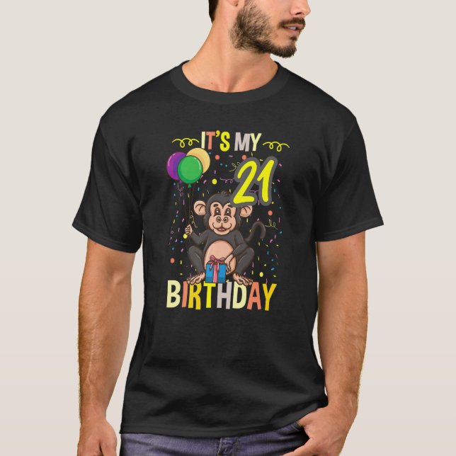 Camiseta Es mi mono chimpancé de cumpleaños número 21 (Anverso)