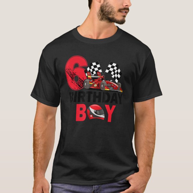 Camiseta Es mi niño de sexto cumpleaños, 6 niños, Carreras  (Anverso)