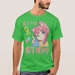 Camiseta Es mi noveno cumpleaños, Anime Chica de cumpleaños