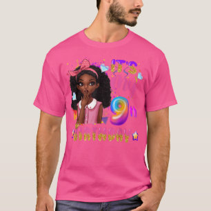 Camiseta Es mi noveno cumpleaños, Chicas negros niños adora