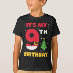 Camiseta Es mi noveno cumpleaños Navidades Santa B de 9 año