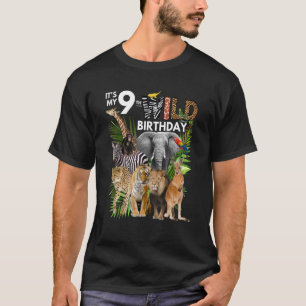 Camiseta Es mi noveno cumpleaños salvaje, Safari Animals Zo