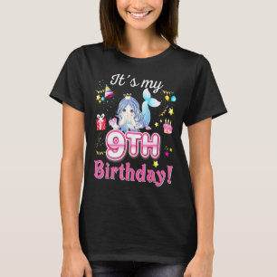 Camiseta Es mi noveno cumpleaños, sirena de 9 años, feliz d