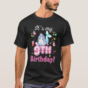 Camiseta Es mi noveno cumpleaños, sirena de 9 años, feliz d