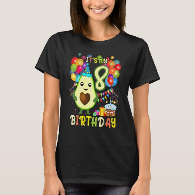 Camiseta Es Mi Octava Fiesta de Cumpleaños Aguacate Av (Anverso)