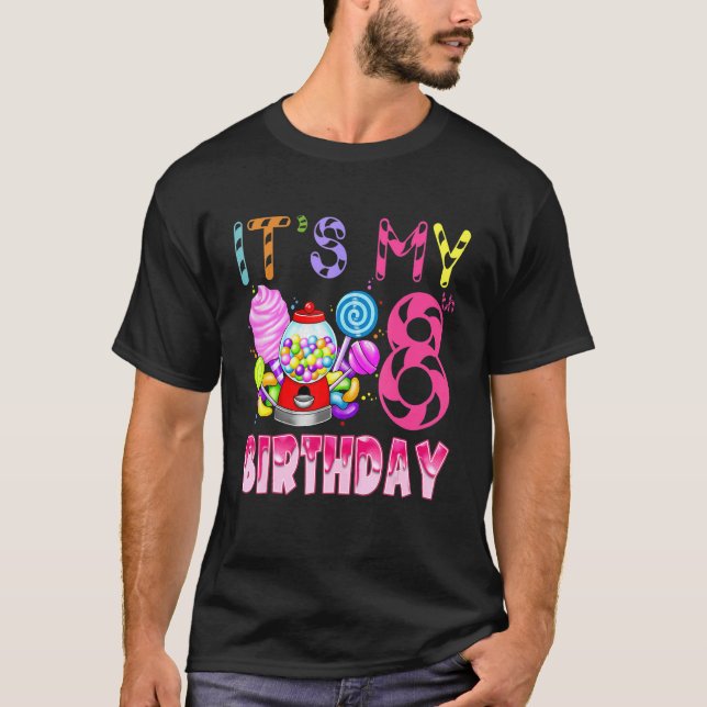 Camiseta Es mi octavo cumpleaños, Candy Candyland Chica de  (Anverso)