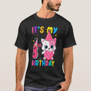 Camiseta Es mi octavo cumpleaños, Chica de gatos, cumpleaño