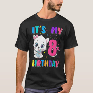 Camiseta Es mi octavo cumpleaños, Chica de gatos, cumpleaño