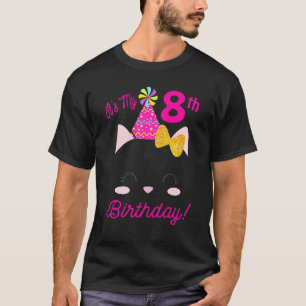 Camiseta Es mi octavo cumpleaños Chica Kitty Cat fiesta tem